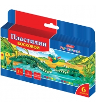 Пластилин Забавные зверята 06 цветов, 90гр., восковой, со стеком