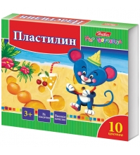 Пластилин Ушастики 10 цветов, 200г, со стеком