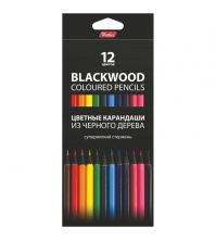 Карандаши BLACK DIAMOND 12цв., черное дерево, заточен., картон.упак., европодвес