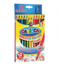 Карандаши Carioca Jumbo 12цв., утолщен. корпус, заточен., с точилкой, европодвес