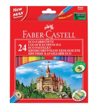 Карандаши ECO ЗАМОК 24цв.+точилка, заточен., картон. уп., европодвес