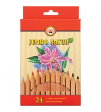 Карандаши JUMBO NATUR 24цв., утолщен.корпус, заточен., европодвес