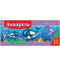 Акварель Дельфины медовая 12 цветов, полусухая, без кисти, карт. упак.