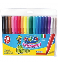 Фломастеры CARIOCA Jumbo, 18цв., утолщенные, европодвес