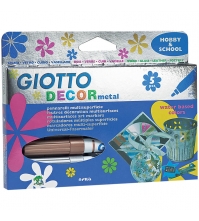 Фломастеры GIOTTO DECOR METAL 05цв., чернила с металлическим эффектом для декорирования