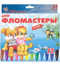 Фломастеры Jumbo Пушистики, 12цв., утолщенные, картон. уп., европодвес