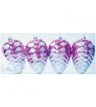 Набор пластиковых елочных украшений Шишки 4 шт, фиолетовый