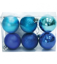 Набор пластиковых шаров 6 шт, 50 мм, синий/цвет морской волны