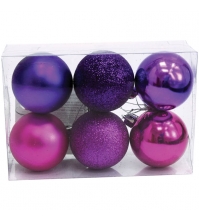 Набор пластиковых шаров 6 шт, 50 мм, фиолетовый/цвет фуксии