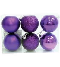 Набор пластиковых шаров 6 шт, 60 мм, фиолетовый