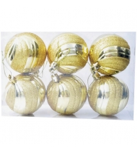Набор пластиковых шаров 6 шт, 70 мм, цвет шампанского