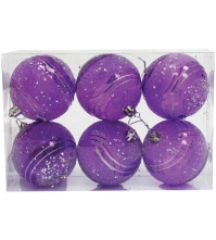 Набор пластиковых шаров 6 шт, 80 мм, фиолетовый