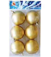 Набор шаров 6MA-gold, золотой матовый,d-6см,6шт,пластик