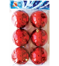 Набор шаров 8GL-red, красный глянец 6 шт, 80 мм