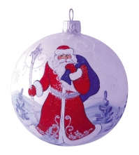 Шар стеклянный Дед Мороз хрустальный 100 мм