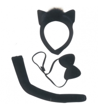 Карнавальный набор: уши кошки, хвост и галстук-бабочка, черный