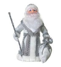 Декоративная кукла Дед Мороз под елку 40 см, серебряный