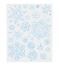 Новогоднее оконное украшение Снежинки голубые 30*38 см