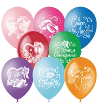Воздушные шары, 100шт, M12/30см, Свадебная тематика, пастель+декор