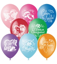 Воздушные шары, 50шт, M12/30см, Праздничная тематика, пастель+декор