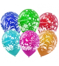 Воздушные шары, 50шт, М12/30см, Праздничная тематика Цветы, пастель растровый рисунок
