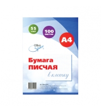 Бумага писчая OfficeSpace, А4, 100л, 55 г/м2, клетка