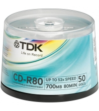 Диск CD-R 700Mb TDK 52x Cake Box (50шт)