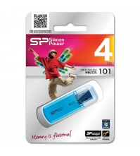 Память SiliconPower USB Flash  4GB USB2.0 Helios 101 голубой (металл.корпус)