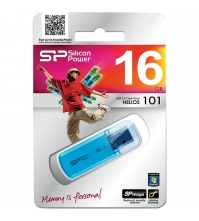 Память SiliconPower USB Flash 16GB USB2.0 Helios 101 голубой (металл.корпус)