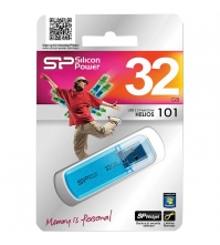 Память SiliconPower USB Flash 32GB USB2.0 Helios 101 голубой (металл.корпус)