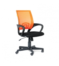 Кресло оператора Chairman 696 PL, спинка ткань-сетка оранжевая/сиденье TW чёрная, механизм качания