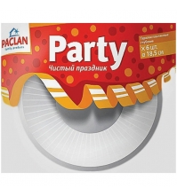 Тарелки PACLAN PARTY пластик 185мм белые для супа/салата, 6шт/упак