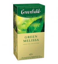 Чай Greenfield Green Melissa, зеленый с мелиссой, 25 фольгированных пакетиков по 1,5грамма