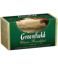 Чай Greenfield Classic Breakfast, черный, 25 фольгированных пакетиков по 2 грамма