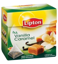 Чай Lipton Vanilla Caramel, черный, 20*1,8г, пирам.пак