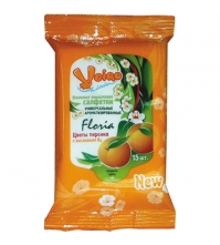 Салфетки влажные VEIRO Floria, 15*20см, 15шт/упак, аромат персика