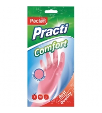 Перчатки резиновые PACLAN PRACTI COMFORT S, пара розовые