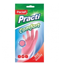 Перчатки резиновые PACLAN PRACTI COMFORT М, пара розовые