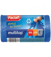 Мешки для мусора PACLAN MULTITOP 60л, 7 мкм, 20 шт/рул, синий