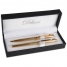 Набор Delucci: ручка шариковая, 1мм и ручка-роллер, 0,6мм, синие, корпус золото, подар. уп.