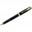 Ручка-Роллер Sonnet Matte Black GT черная, 0,5мм, корпус черный/золото, подар.уп.