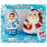 Набор стеклянных елочных украшений Дед Мороз и Снегурочка 2 фигурки