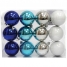 Набор пластиковых шаров 12 шт, 60 мм, синий/цвет морской волны/серебряный/белый