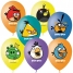 Воздушные шары, 50шт, M12/30см, Angry Birds, 3цв., пастель+декор