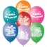 Воздушные шары, 50шт, М12/30см, С Днем Рождения, пастель+декор